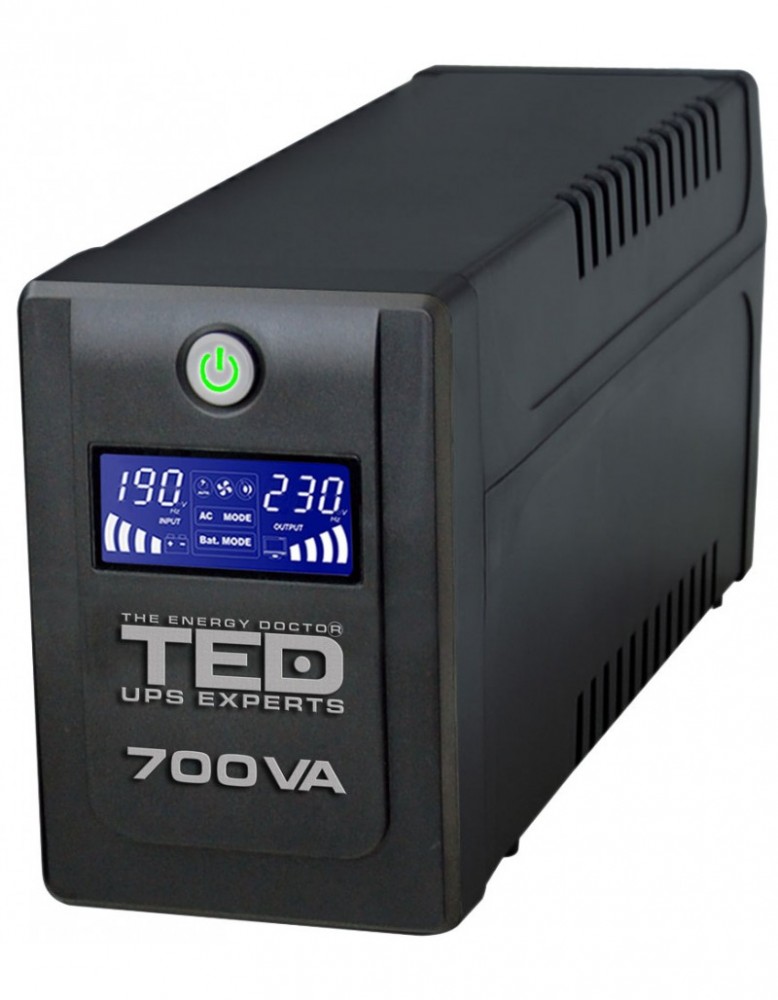 UPS 700VA / 400W Line Interactive cu 2 iesiri schuko si display LCD TED-700 / 