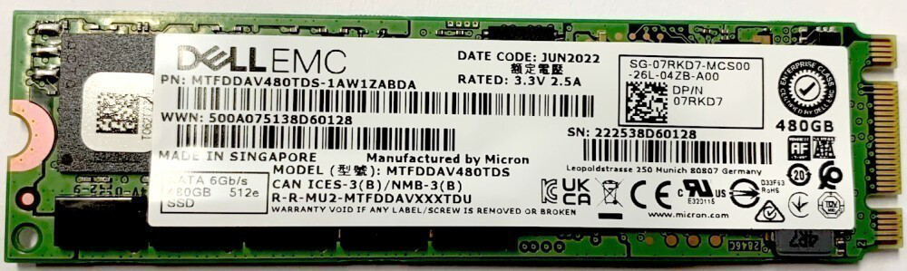 Dell 480GB SATA M.2 solid state drive CUS