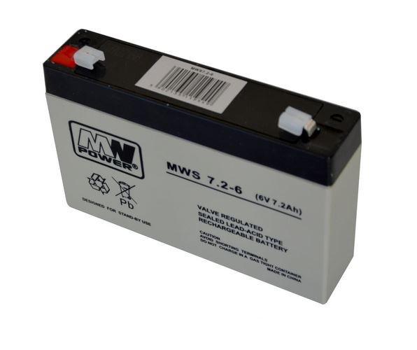 Acumulator AGM 7.2Ah 6V seria  MW Power, MWS7.2-6, terminal de conexiune F1, dimensiuni 151×35×94 mm, greutate 1,13 kg