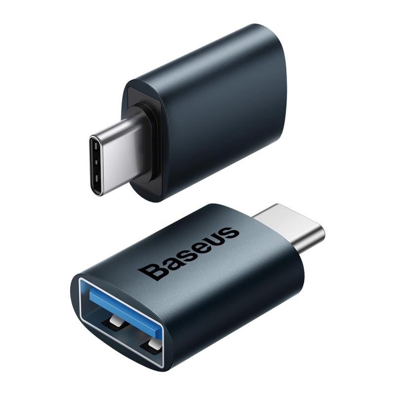 Adaptor Baseus Ingenuity Series Mini OTG, USB Type-C (T) to USB 3.1 (M), corp metalic, negru