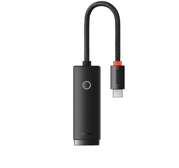 ADAPTOR RETEA Baseus Lite, USB Type-C to RJ-45 10/100 Mbps Adapter, LED, negru