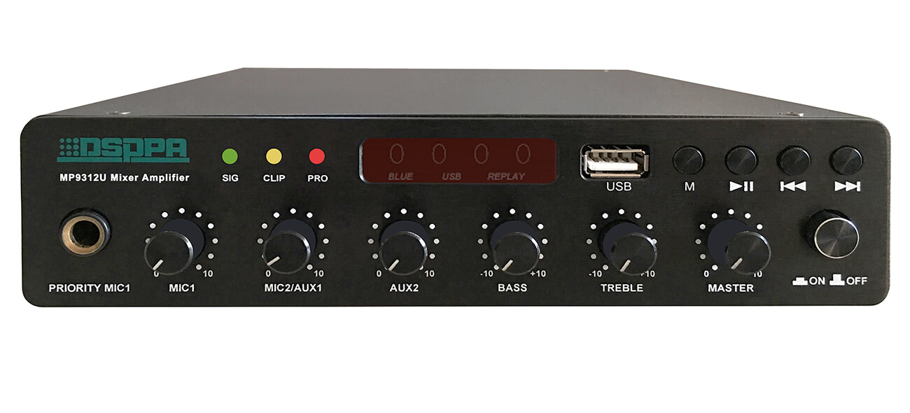 Amplificator cu mixer 120W Ultra Subtire cu player USB/Bluetooth, DSPPA MP9312U