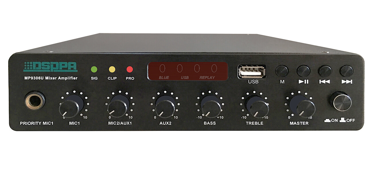 Amplificator cu mixer 60W Ultra Thin cu USB/Bluetooth, DSPPA MP9306U