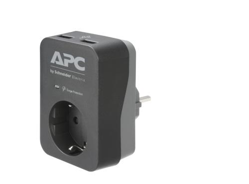 APC Essential SurgeArrest 1 Outlet 2 USB Ports Black 230V Germany