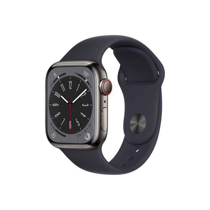 Apple Watch S8 Cellular 41mm Graphite Stainless Steel Case with Midnight Sport Band - Regular