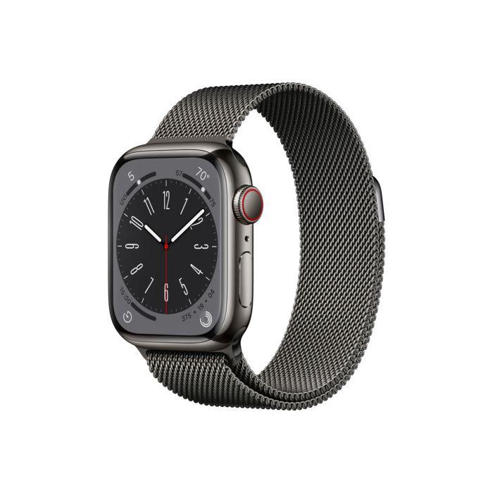 Apple Watch S8 Cellular 41mm Graphite Stainless Steel Case with Graphite Milanese Loop