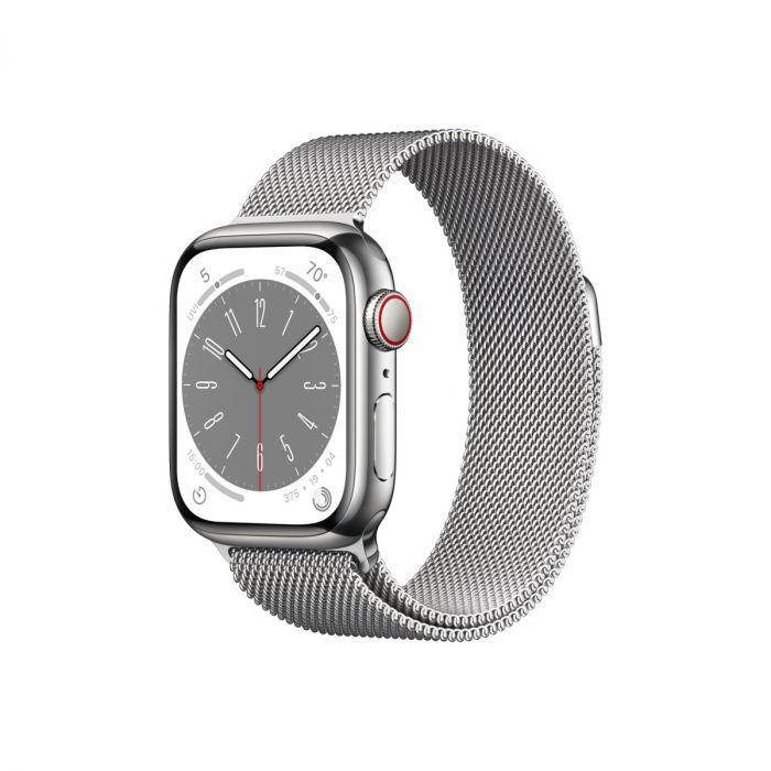 Apple Watch S8 Cellular 41mm Silver Stainless Steel Case with Silver Milanese Loop