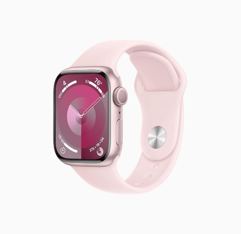 Apple Watch S9 GPS 41mm Pink Alu Case w Light Pink Sport Band - S/M