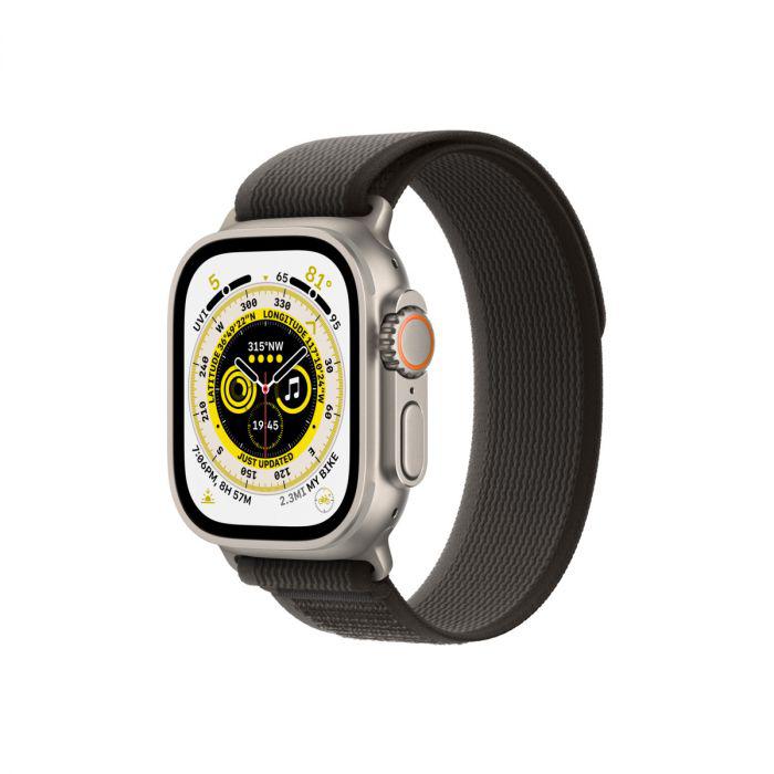 Apple Watch Ultra Cellular, 49mm Titanium Case with Black/Gray Trail Loop -S/M