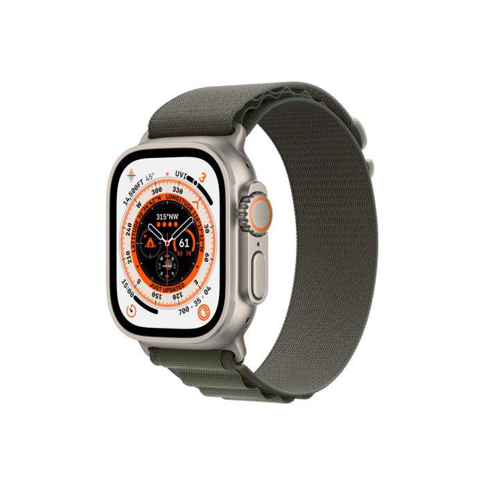 Apple Watch Ultra Cellular, 49mm Titanium Case with Green Alpine Loop