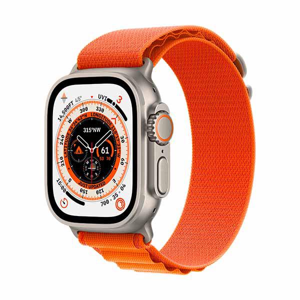 Apple Watch Ultra Cellular, 49mm Titanium Case with Orange Alpine Loop