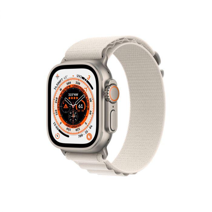 Apple Watch Ultra Cellular, 49mm Titanium Case with Starlight Alpine Loop - Small