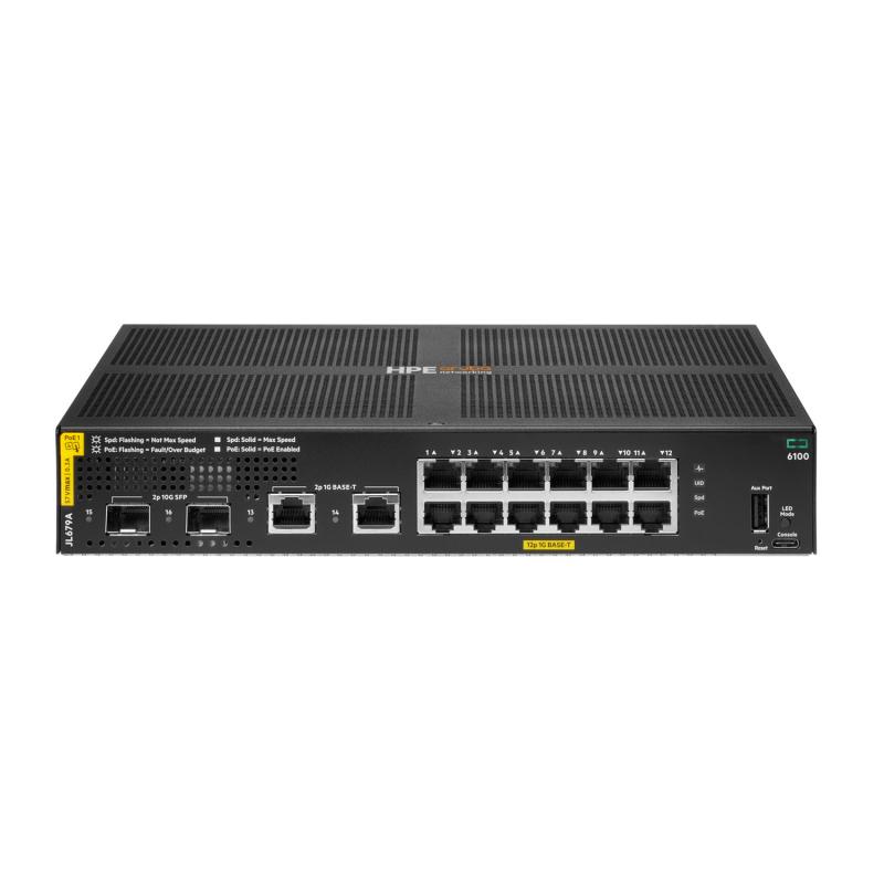 HPE Aruba Networking CX 6100 12G Class4 PoE 2G/2SFP+ 139W Switch