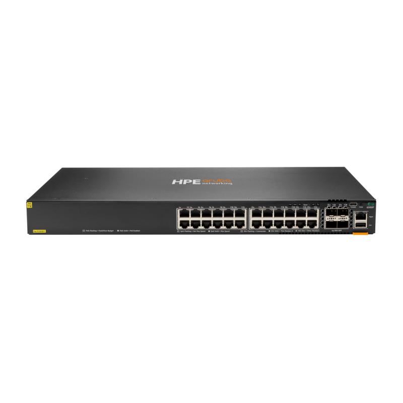 HPE Aruba Networking CX 6300F 24-port 1GbE Class 4 PoE and 4-port SFP56 Switch