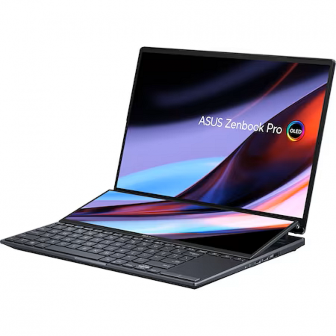 Laptop ASUS ZenBook ProDuo 14, UX8402ZE-M3026X, 14.5-inch, 2.8K (2880 x 1800) OLED 16:10 aspect ratio, i7-12700H Processor 2.3 GHz (24M Cach up to 4.7 GHz 6P+8E cores), Intel Iris Xe Graphics, NVIDIA GeForce RTX 3050 Ti Laptop GPU, 16GB LPDDR5 on board, 1TB M.2 NVMe PCIe 4.0 Performance SSD, 120Hz
