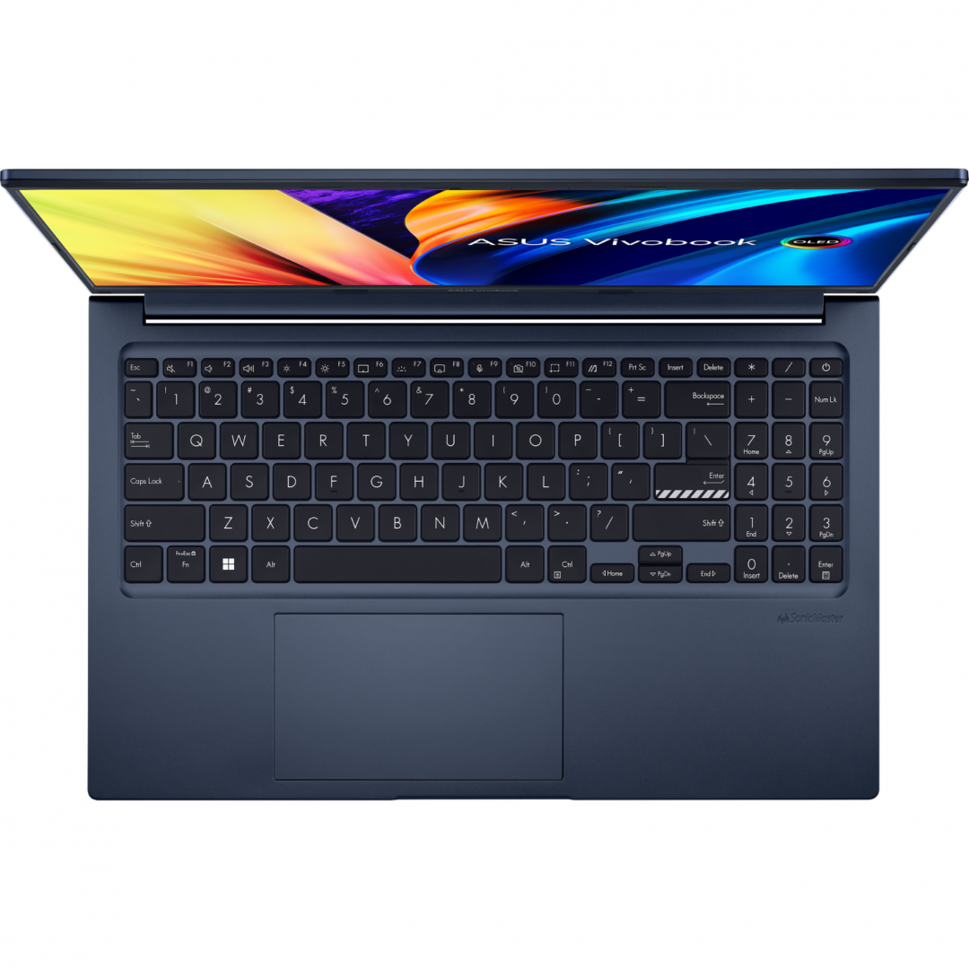 Laptop ASUS Vivobook 15, M1503QA-L1171, 15.6-inch, FHD (1920 x 1080) OLED 16:9 aspect ratio, Ryzen 7 5800H Mobile Processor (8-core/ 16-thread, 20MB cache, up to 4.4 GHz max boost), AMD Radeon Graphics, 1x DDR4 SO-DIMM slot, 1x M.2 2280 PCIe 3.0x4, 8GB DDR4 on board + 8GB DDR4 SO-DIMM, 1TB M.2 NVMe