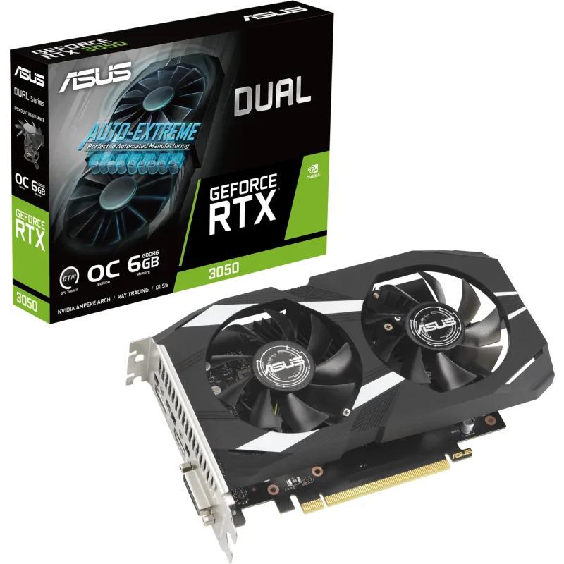 Placa Video ASUS DUAL GEFORCE RTX 3050 OC 6GB GDDR6 96 bit