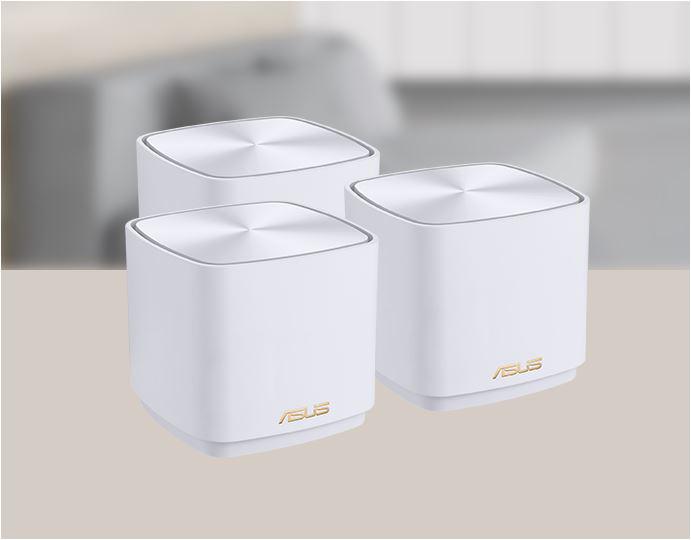 Asus dual-band large home Mesh ZENwifi system, XD5 3 pack; white , AX3000  2402 Mbps+ 574 Mbps, standarde retea: IEEE 802.11a, IEEE 802.11b, IEEE 802.11g, WiFi 4 (802.11n), WiFi 5 (802.11ac) WiFi 6 (802.11ax), IPv4, IPv6 , frecvente: 2.4 G Hz / 5 GHz, MIMO, 2 x antene interne, RJ45 for Gigabits