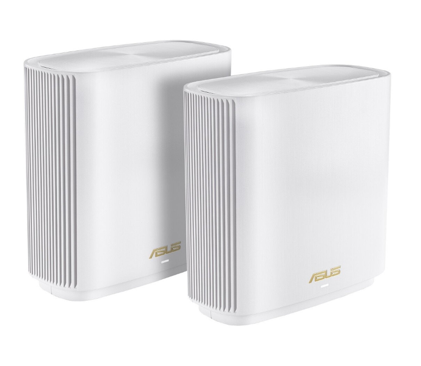 Asus Tri band home Mesh ZENwifi system, XT9, White; 2 pack, 1.7 GHz quad-core processor, 256 MB Flash, 512 MB RAM ; AX7800, Tri-band: 2.4Ghz 2x2, 5Ghz 2x2,5Ghz 4x4, Network Standard: IEEE 802.11a, IEEE, 802.11b, IEEE 802.11g, WiFi 4 (802.11n), WiFi 5 (802.11ac), WiFi 6 (802.11ax), IPv4, IPv6, AX7800