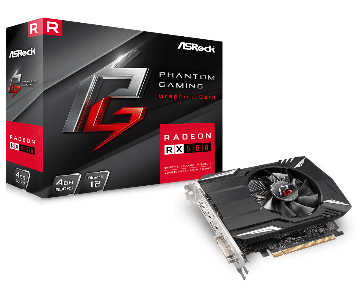 Placa Video ASROCK AMD RADEON PHANTOM GAMING RX550 4GB GDDR5 128 bit