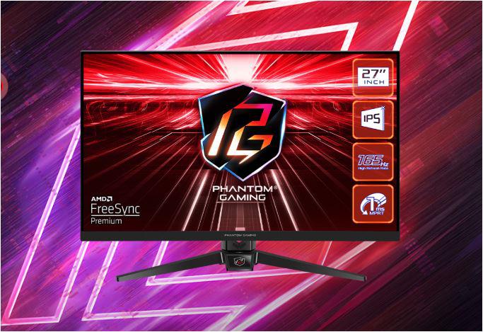 Monitor Gaming Asrock PG27FF1A, diagonala: 27", Aspect: 16:9,IPS, anti-glare, Rezolutie: 1920 x 1080, Refresh rate: 165Hz, Luminozitate: 250 cd/m2, Contrast: 1100:1, unghi vizualizare: 178°(H) / 178°(V), culori: 16.7M, Timp raspuns: 1ms, Flicker free, Difuzoare integrate: 2 x 2W, interfata: 1 x