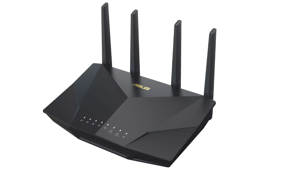 ASUS AX5400 Dual-band Wi-FI 6 Router RT-AX5400,Standarde wireless: IEEE 802.11a, IEEE 802.11b, IEEE 802.11g, WiFi 4 (802.11n), WiFi 5 (802.11ac), WiFi 6 (802.11ax), Procesor: 1.5 GHz tri-core, Memorie: 256 MB Flash, 512 MB RAM, 574+4804 Mbps, 4 x antene externe, Interfata: RJ45 for Gigabits BaseT