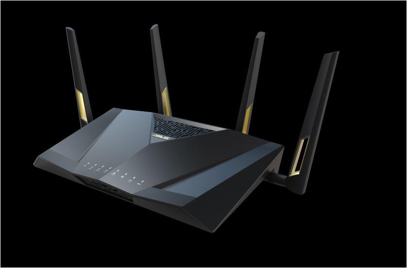 Router Wireless Asus RT-AX88U PRO; Standard rețea: WiFi 6 (802.11ax) Segment produs: Performanță AX Extremă AX6000; Rata Datelor: 802.11ax (2.4GHz): până la 1148 Mbps, 802.11ax (5GHz): până la 4804 Mbps; 4* antenă externă; Procesor: Quad-core la 2.0GHz; Memorie: 256 MB Flash, 1GB RAM; Frecvența de