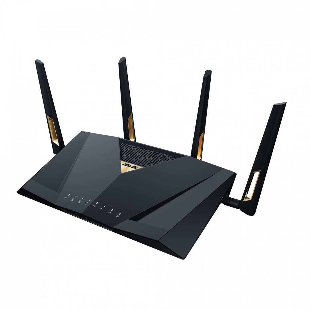 Router Asus Dual-Band RT-BE98, WIFI-7, Standarde wireless: IEEE 802.11a, IEEE 802.11b, IEEE 802.11g, WiFi 4 (802.11n), WiFi 5 (802.11ac), WiFi 6 (802.11ax), WiFi 7 (802.11be), IPv4, IPv6, Segment Produs: BE7200, Viteza wireless: 1376+5764 Mbps, 4 x antene externe, Procesor: 2.6GHz quad-core