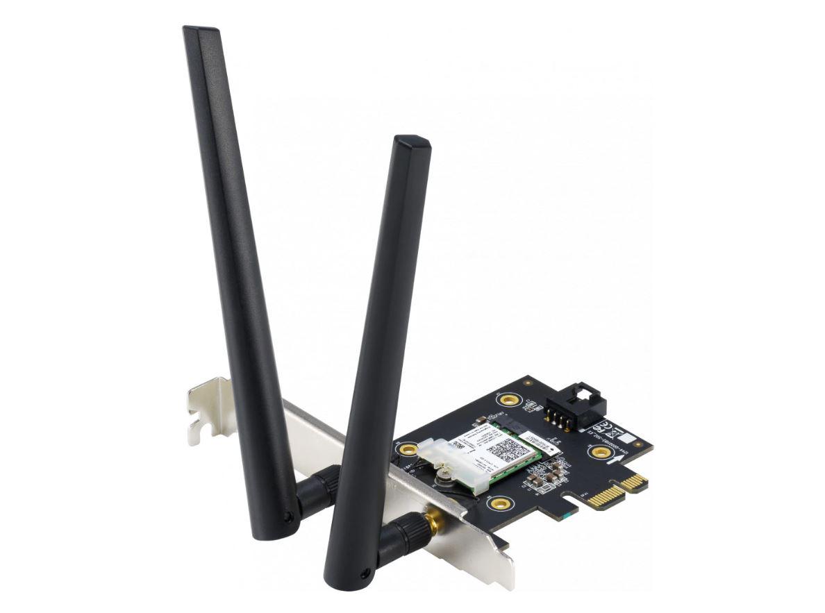 ASUS PCE-AX3000 Wifi AX3000 Bluetooth 5.0 PCIe adapter, WI-FI 6, WPA3, OFDMA. MU-MIMO, Standarde retea: WiFi 6 (802.11ax), Viteza: 3000Mbps, 2 x antene externe.