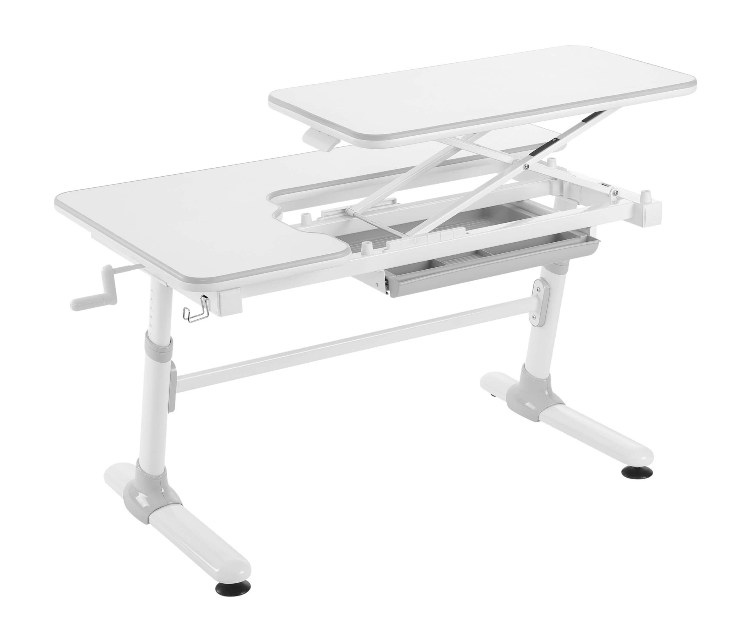 Birou IT ergonomic Sit-Stand (sezut-in picioare), E505, Gri-Protecție Pardosea CADOU!