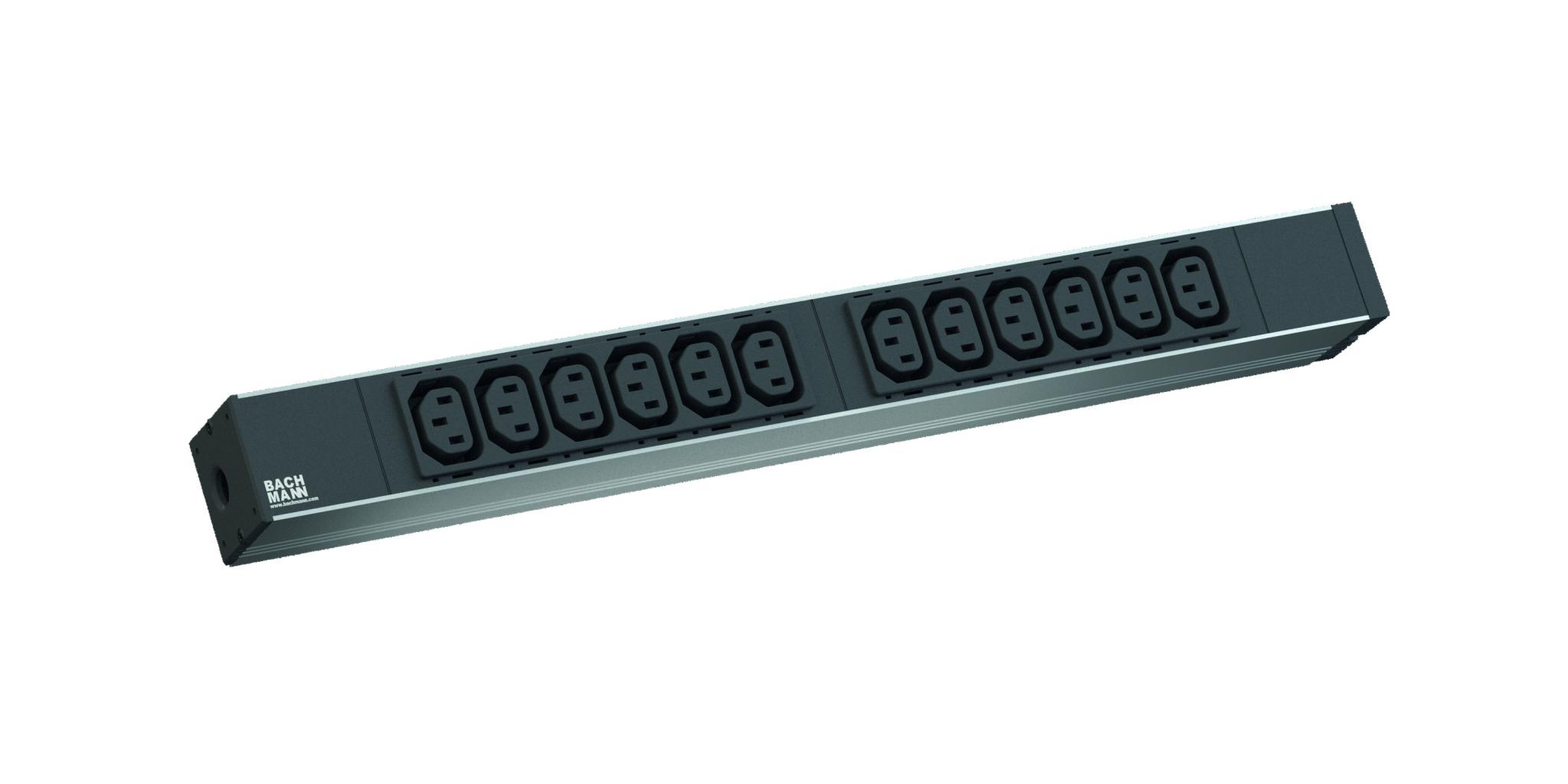 Bachmann IT PDU 12x prize IEC13,Power supply: 2,0m H05VV-F 3G 1,50 mm², in Schuko, Aluminiu