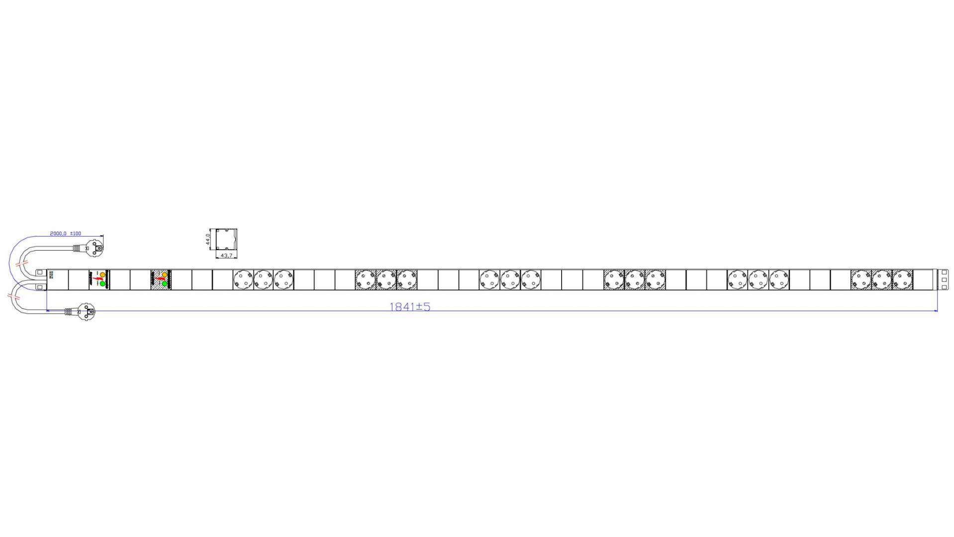 Bachmann IT PDU 18x prize Schuko 2xUeSS 2xStrom 2,0m 1841mm