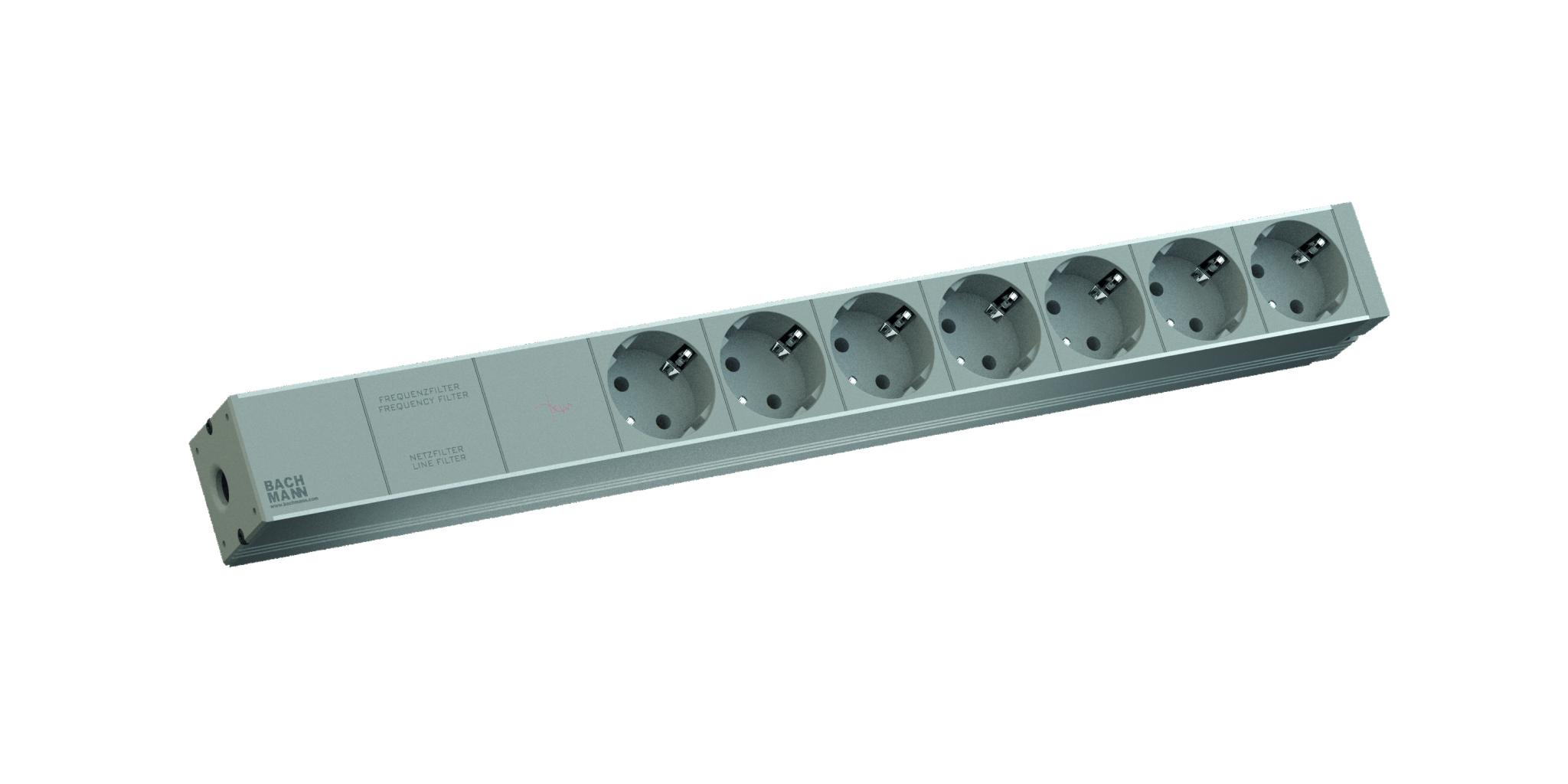 Bachmann IT PDU 7x prize Schuko,  in Schuko,NF cordon, impamantare, protectie supratensiune, 2 metri, RAL 7035, Aluminiu