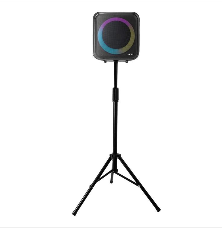 Boxa portabila Akai ABTS-S6, Bluetooth 5.0, putere reala 20W, radio FM, functie Karaoke, lumini dinamice, telecomanda, intrare microfon, difuzor 6.5", tripod pentru sustinere