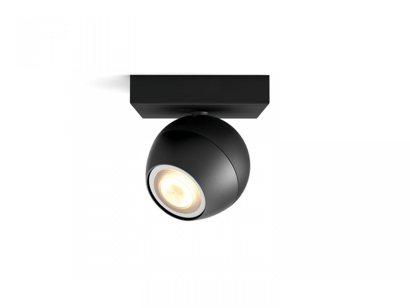 Spot LED Philips Hue Buckram, Bluetooth, GU10, 5W (50W), 350 lm ,luminaalba (2200-6500K), IP20, 10.2cm, Metal, Negru