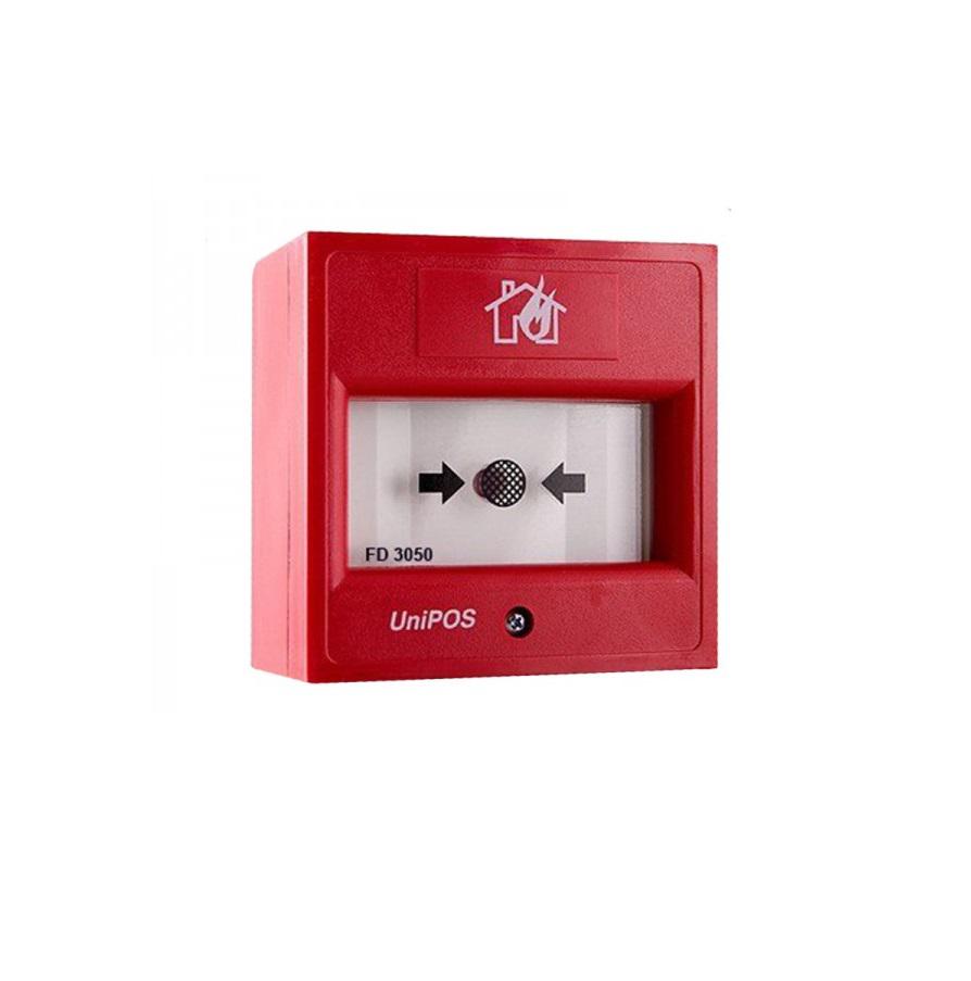 Buton de incendiu Unipos FD3050 conventional de interior, elementactivare din sticla;