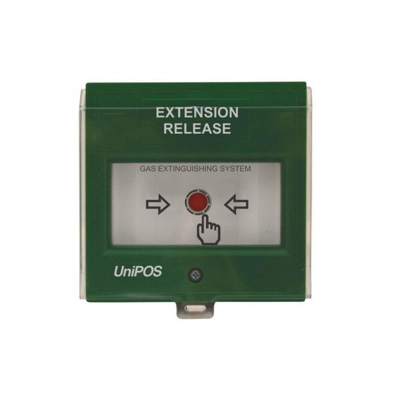 EXTENSION RELEASE Button, FD3050G;Button for activation of the automatic extinguishing starting usingadditional source of extinguishing agent. Compatible with FS5200E.