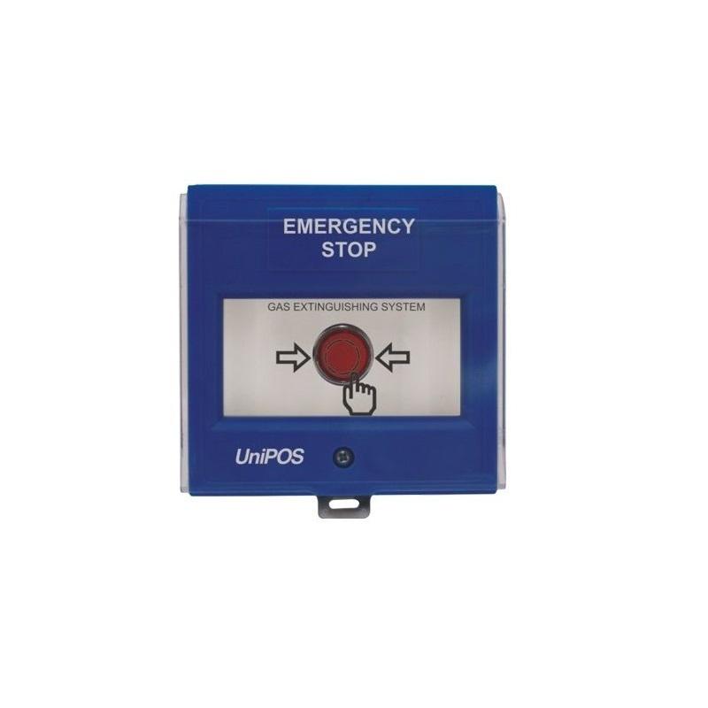 Buton manual oprire de urgenta stingere Unipos FD3050B- cu ajutorul acestuia se mareste timpul de evacuare- se conecteaza la FS5200E- CE, EN54 approved