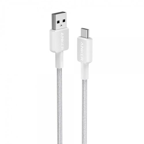 Cablu alimentare si date Anker, USB-A (T) la USB Type-C (T),lungime 0.9m, rata transfer 480 Mbps, invelis nylon, braided, alb