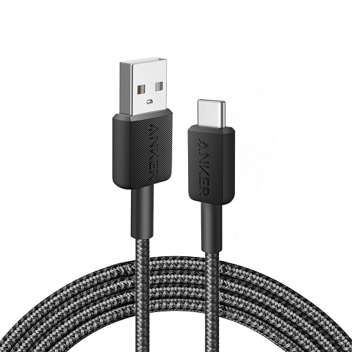 Cablu alimentare si date Anker, USB-A (T) la USB Type-C (T), lungime 0.9m, rata transfer 480 Mbps, invelis nylon, braided, negru