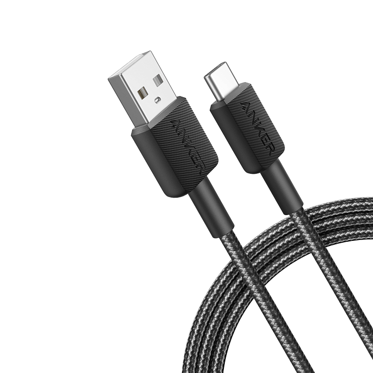 Cablu alimentare si date Anker, USB-A (T) la USB Type-C (T), 1.8m rata transfer 480 Mbps, invelis nylon, braided, negru