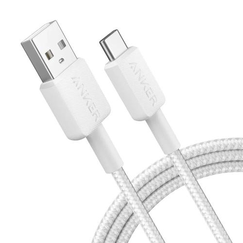 Cablu alimentare si date Anker, USB-A (T) la USB Type-C (T), lungime 1.8m, rata transfer 480 Mbps, invelis nylon, braided, alb