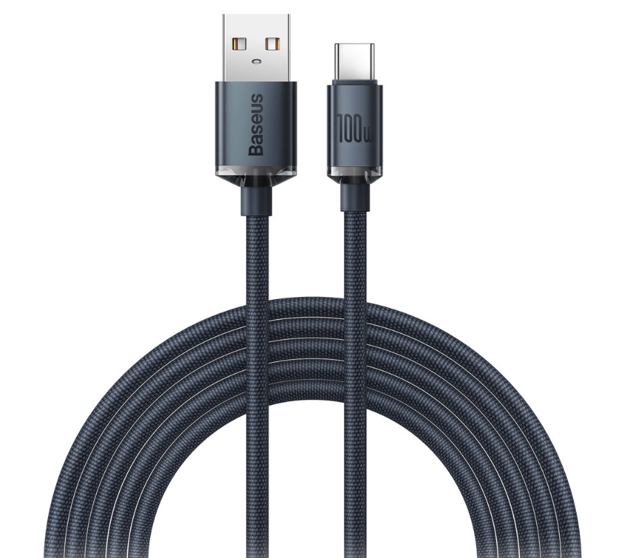 CABLU alimentare si date Baseus Crystal Shine, Fast Charging Data Cable pt. smartphone, USB la USB Type-C 100W, 1.2m, braided, negru