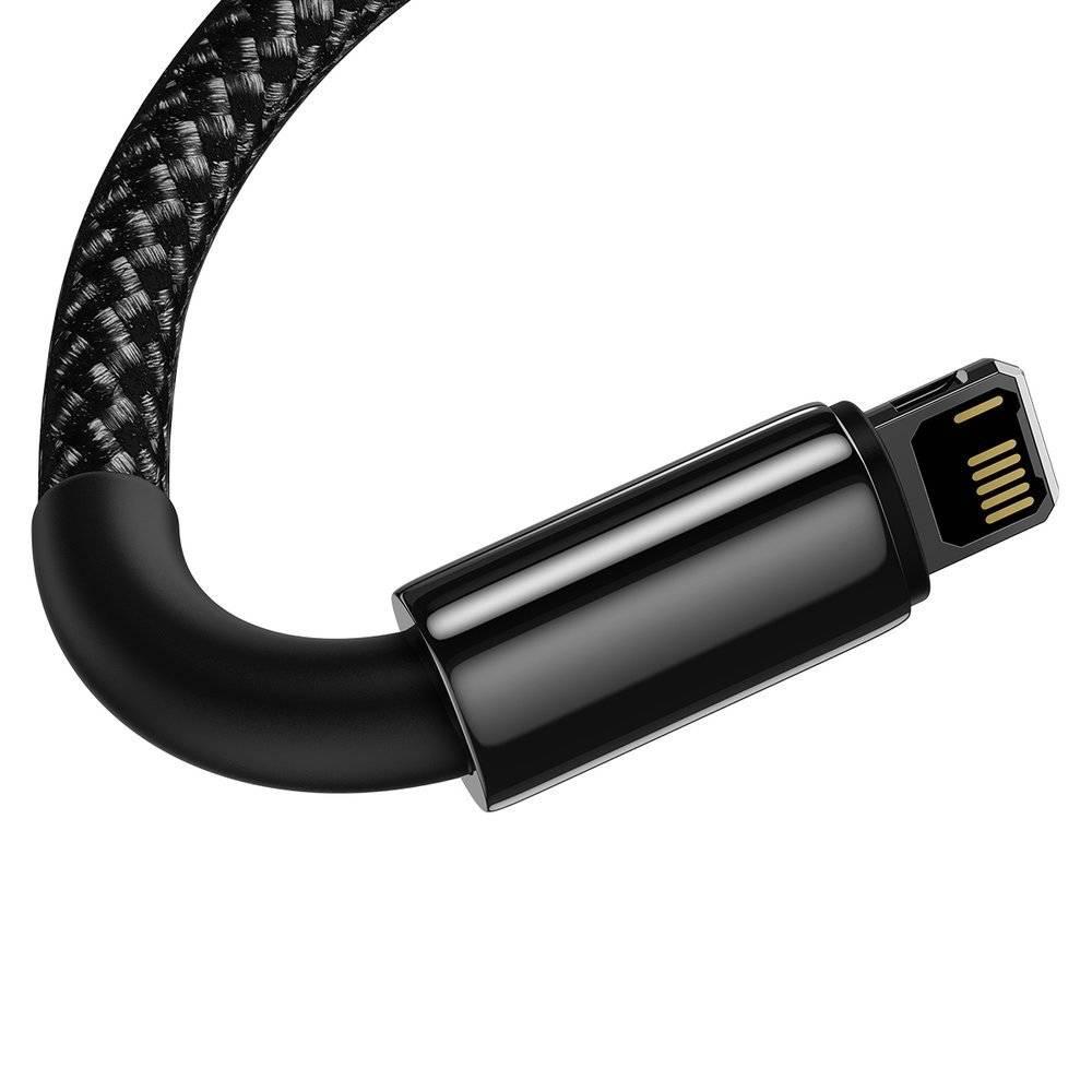 Cablu alimentare si date Baseus Tungsten Gold, Fast Charging Data Cable pt. smartphone, USB la Lightning Iphone 2.4A, braided, 2m, rezistent zgarieturi, negru