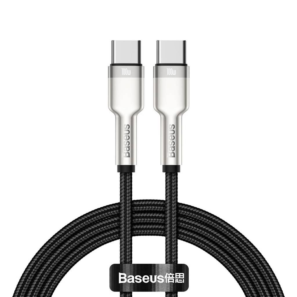 CABLU alimentare si date Baseus Cafule Metal, Fast Charging Data Cable pt. smartphone, USB Type-C la USB Type-C 100W, brodat, 1m, negru