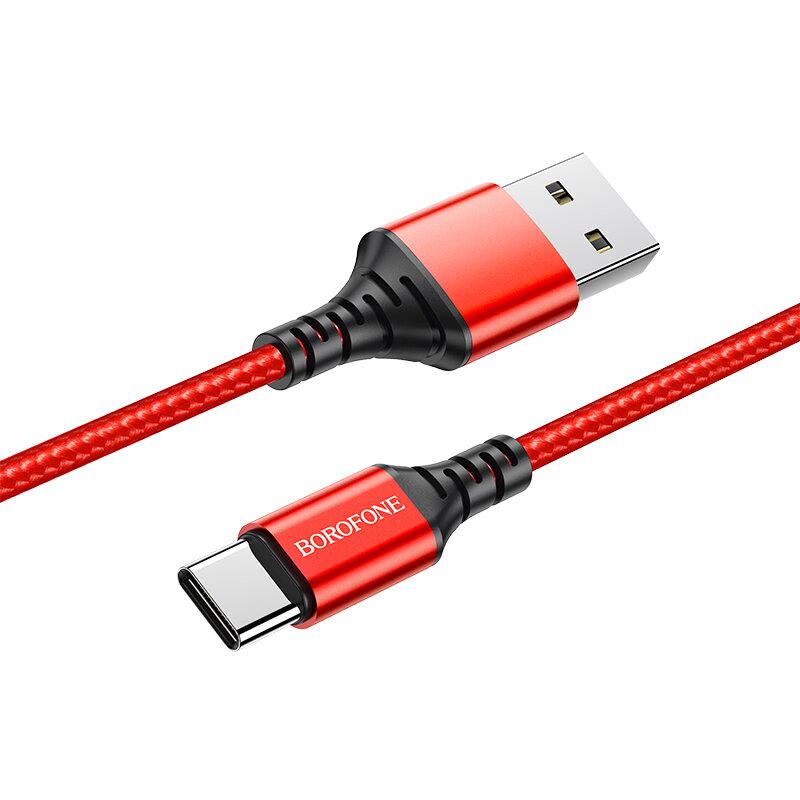 Cablu Date si Incarcare USB-A - USB-C Borofone BX54 Ultra bright, 18W, 1m, Rosu - 313001 (103G10)