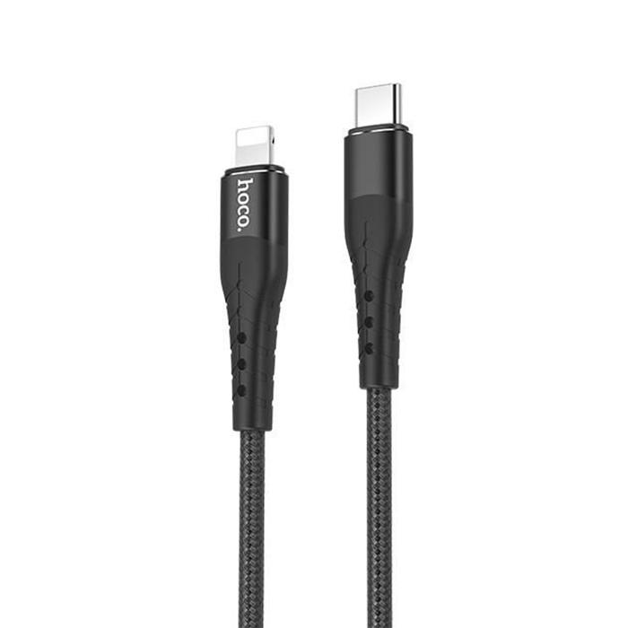 Cablu de date Hoco Lightning-TypeC, PD, Braided, U64 Superior, 1.2m, 3A, Negru