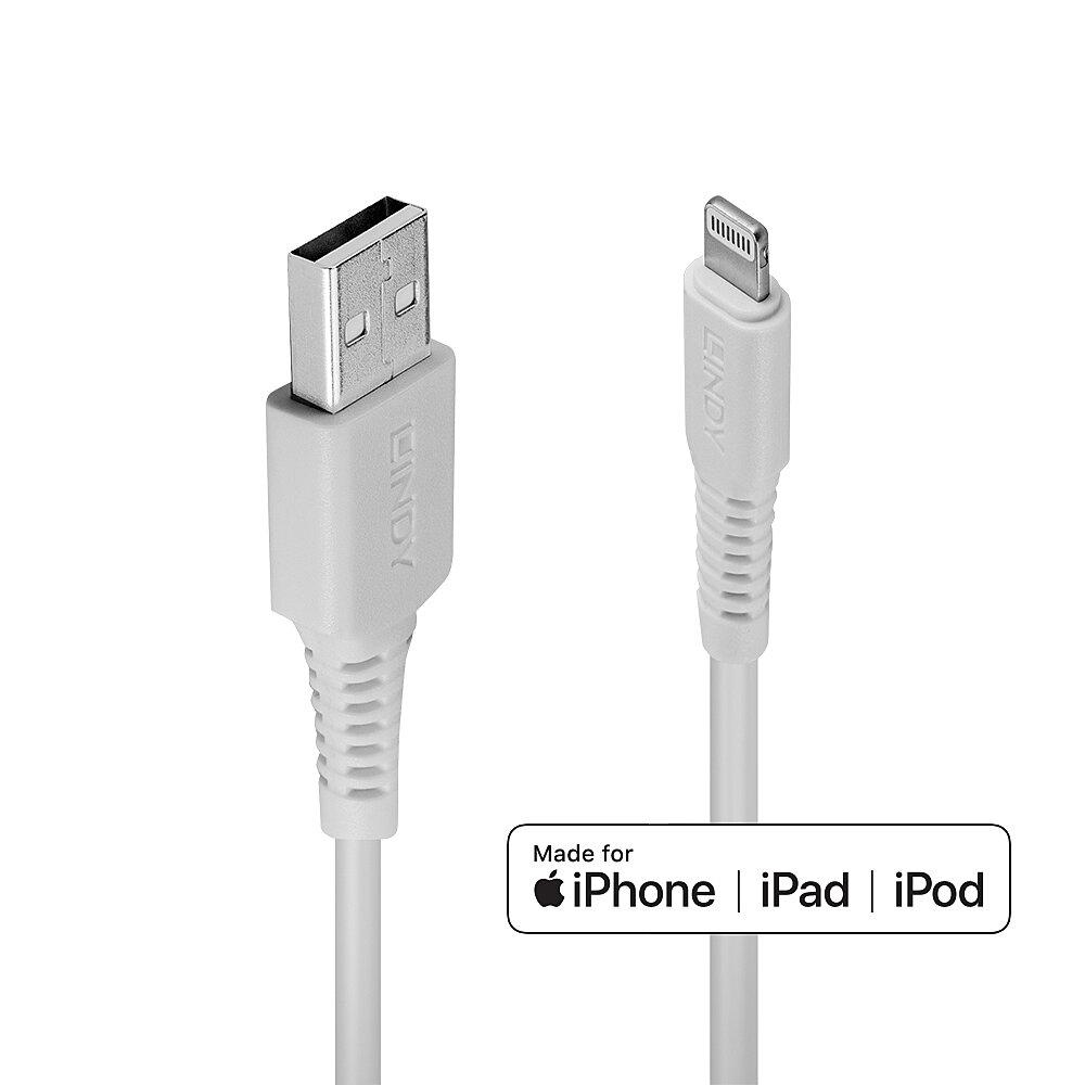 Cablu Lindy 0.5m USB A 2.0 to Lightning, alb