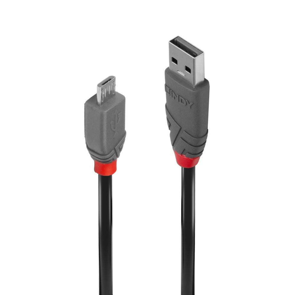 Cablu transfer Lindy LY-36734, USB 2.0 Type A to MicroUSB, 3m, Anthra Line