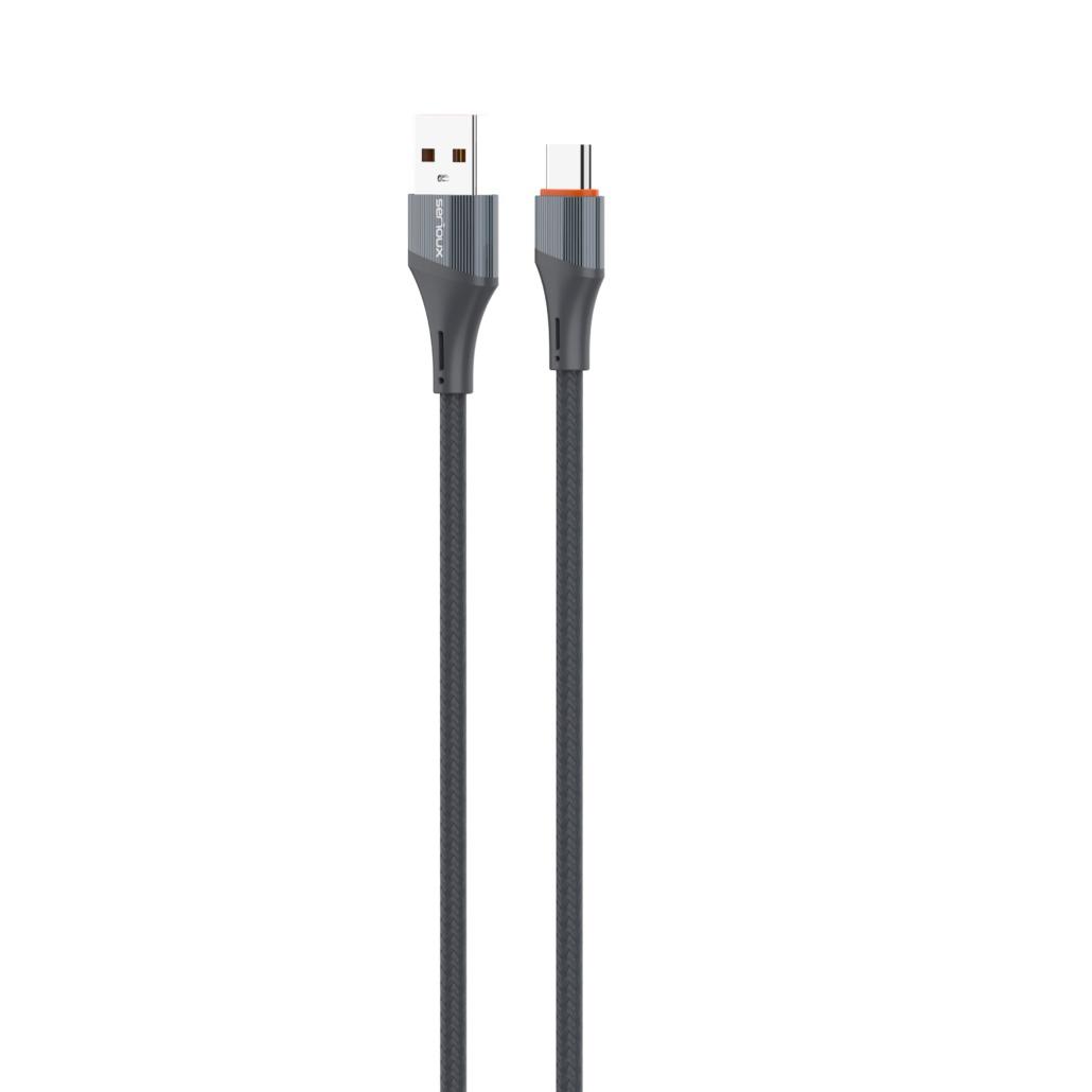Cablu Serioux USB-A-TYPE-C 1M 30W.Lungime: 100 cm, Ieșire: 30W, tip cablu: USB-A la USB-C, culoare: Gri, funcție: încărcare și sincronizare